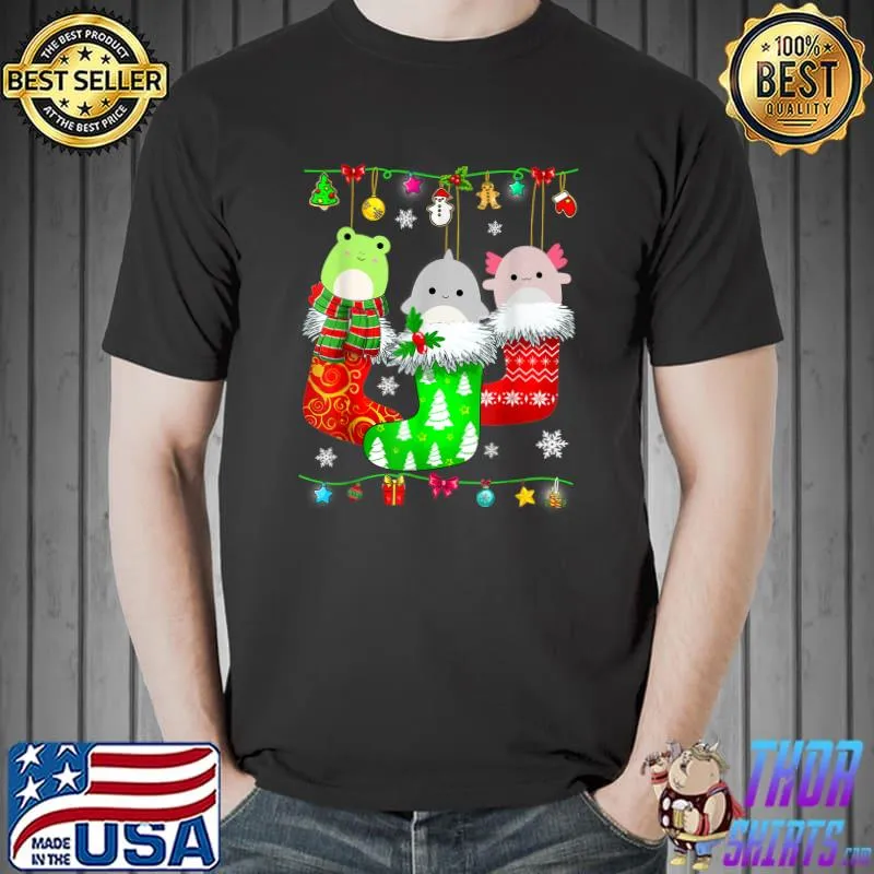 Nice Cute Squishmallow In Socks Lights Christmas For Kids Girl T-Shirt