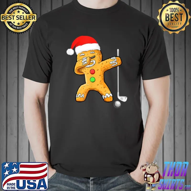Nice dabbing Gingerbread Santa Golf Christmas Pajama T Shirt Unisex