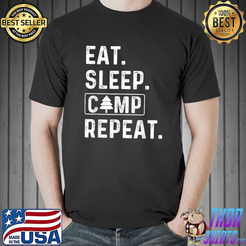Nice eat Sleep Camp Repeat Funny Camping Tee T-Shirt Unisex