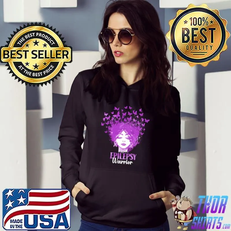 Nice epilepsy Warrior Butterfly November We Wear Purple Ribbon T-shirt
