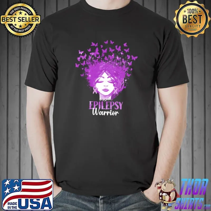 Nice epilepsy Warrior Butterfly November We Wear Purple Ribbon T-s Unisex