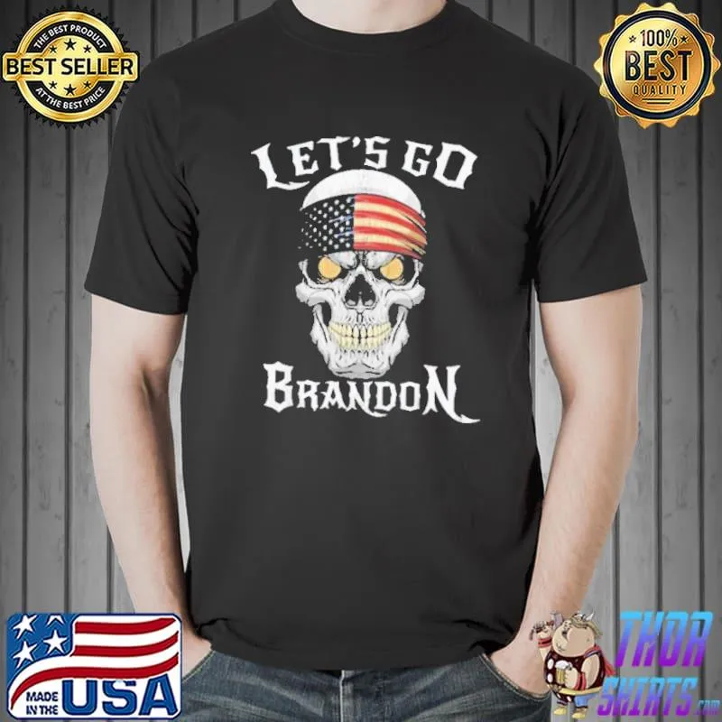 Nice FJB Let’s Go Brandon Skull American Flag Shirt Unisex