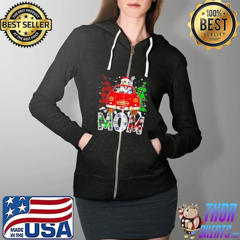 Nice Funny Borzoi Dog Mom Plaid Xmas Pajama Christmas Tree T Shirt Full Zip Hooded