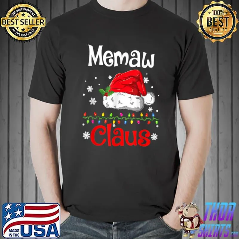 Nice Funny Santa Memaw Claus Christmas Matching Family T Shirt