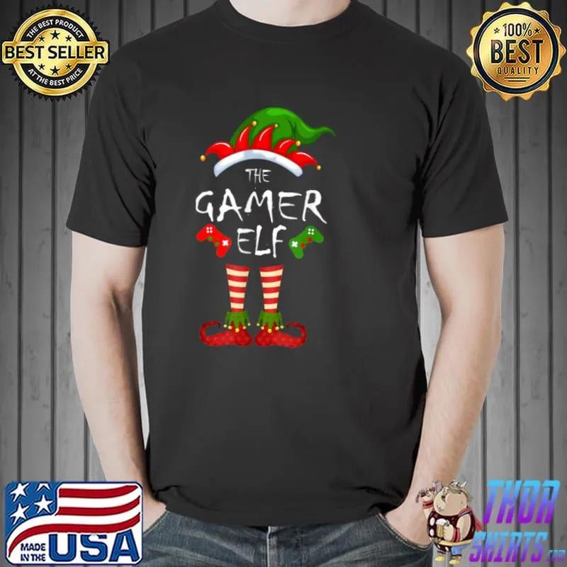 Nice Gamer Elf Family Matching Christmas Group Funny Pajama T Shirt