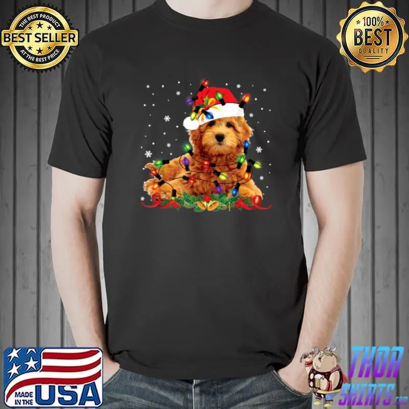 Nice Goldendoodle Christmas Tee Santa Christmas Lights Pajama T Shirt Unisex