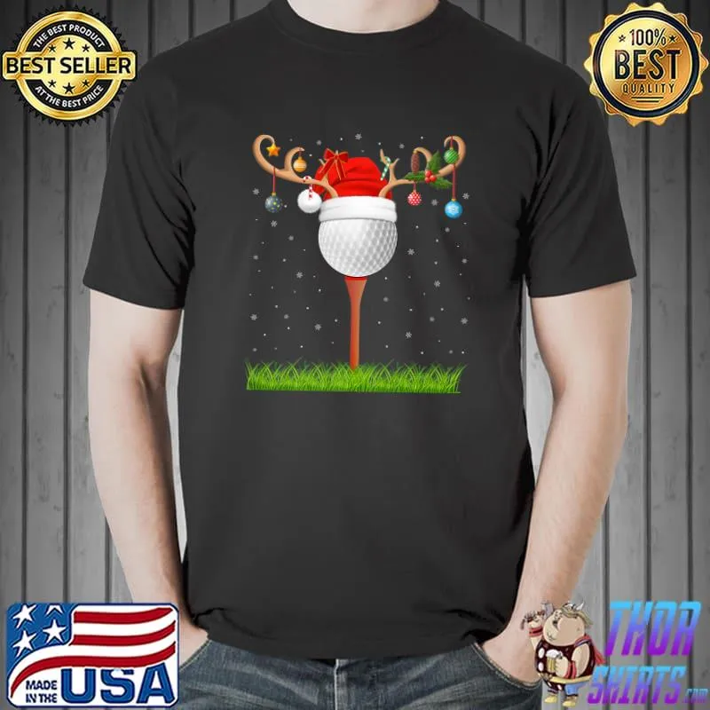 Nice Golf Sports Lover Reindeer Santa Hat Golf Christmas Premium T-Shirt Unisex