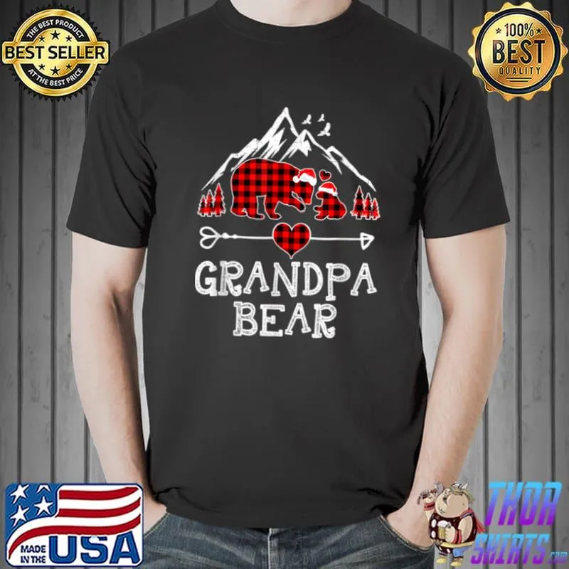 Nice Grandpa Bear Christmas Pajama Red Plaid Buffalo Family Gift T Shirt