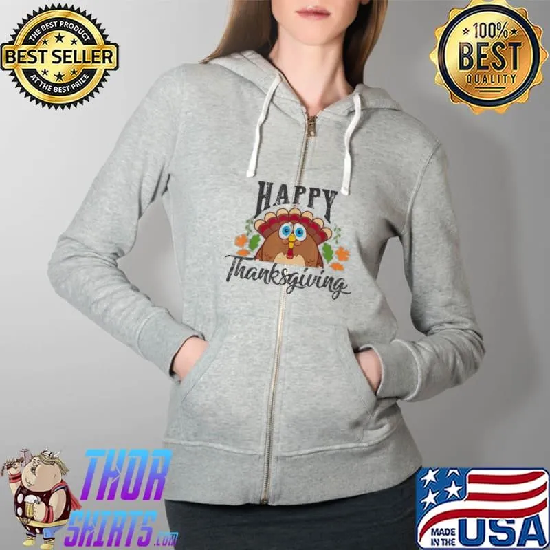 Nice Happy Thanksgiving Turkey Day Vintage Shirt Full Zip Hooded