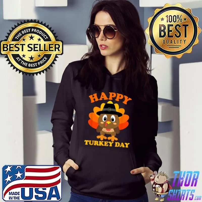 Nice Happy Turkey Day Shirt Cute Little Pilgrim Gift Thanksgiving T Shirt Hoodie