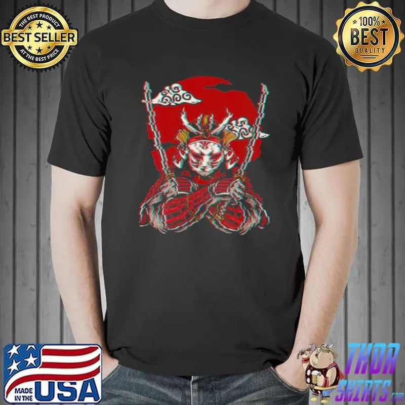 Nice Japanese Samurai Warrior Bushido Kitsune Fox Mask Vaporwave Shirt Unisex