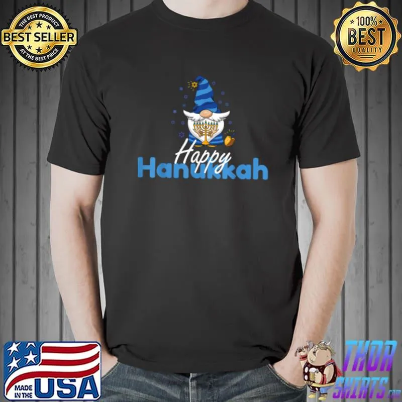 Nice Jewish Hanukkah 2021 Elf Drawf Gnome Menorah Happy Hanukkah T Shirt Unisex
