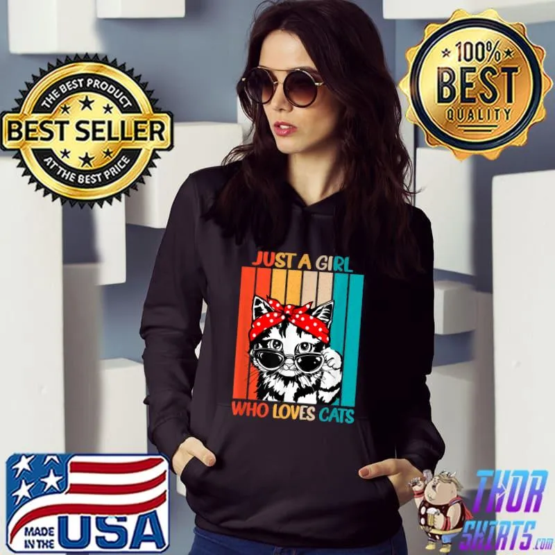 Nice just a Girl Who Loves Cats retro vintage cat lover T-Shirt