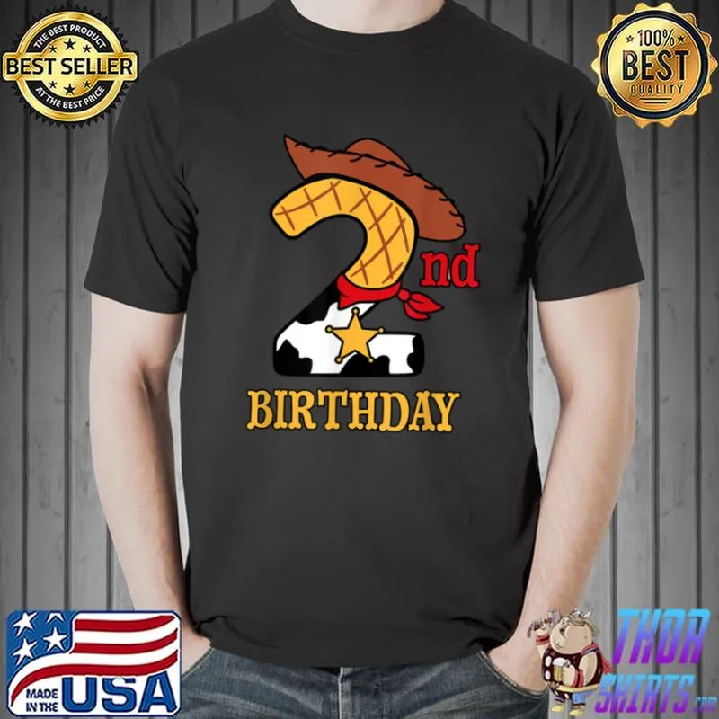 Nice Kids 2 Years Old Cowboy Birthday Wild West Western 2nd Boy T Shirt Unisex