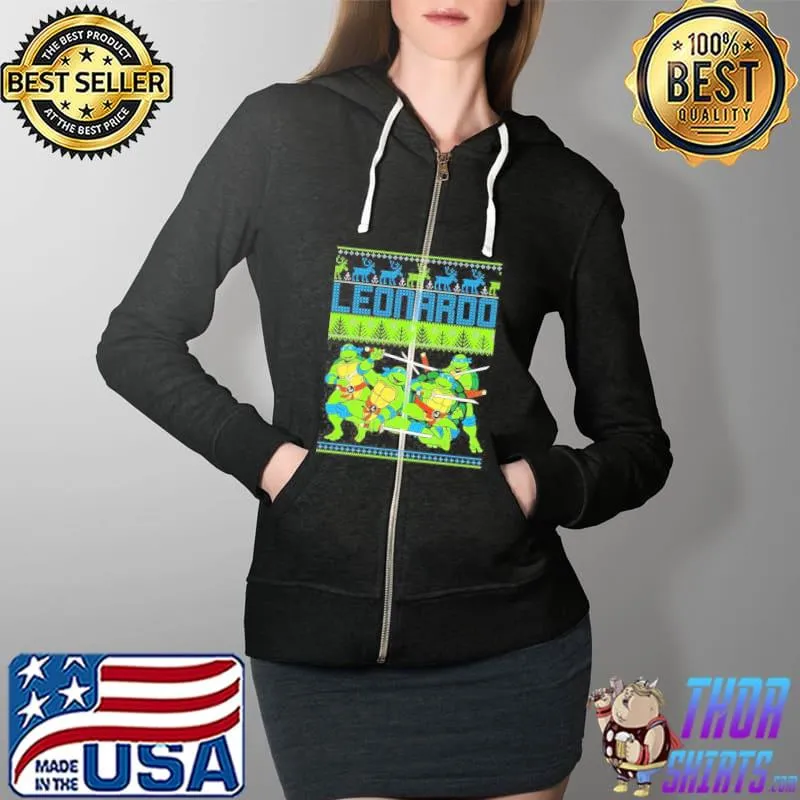 Nice leonardo TMNT Christmas Style T-Shirt Full Zip Hooded