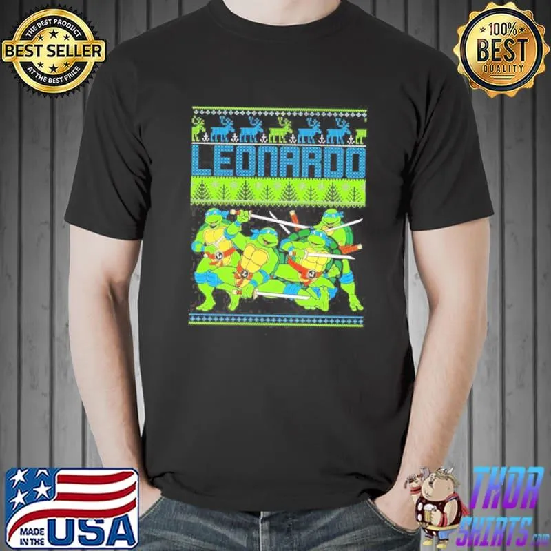 Nice leonardo TMNT Christmas Style T-Shirt