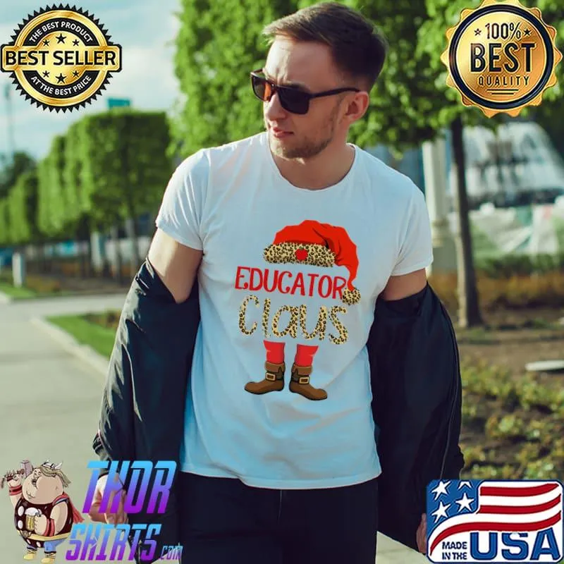 Nice Leopard Educator Claus Christmas Shirt Unisex