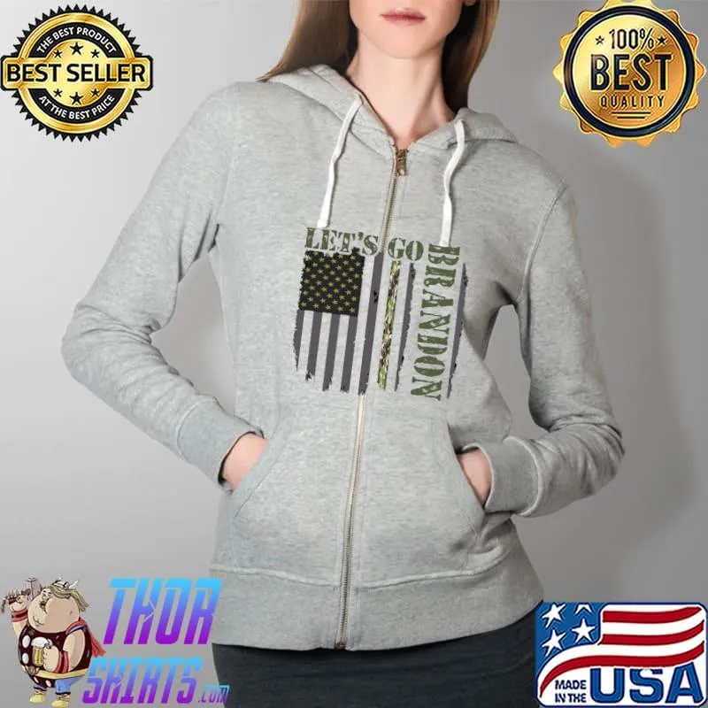 Nice let's Go Brandon Retro Flag US Camouflage Army Costumes T-s Full Zip Hooded