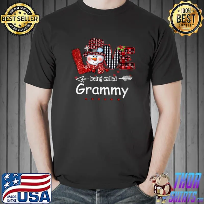 Nice love being called Grammy Snowman Christmas Red Plaid Xmas T-Shirt Unisex