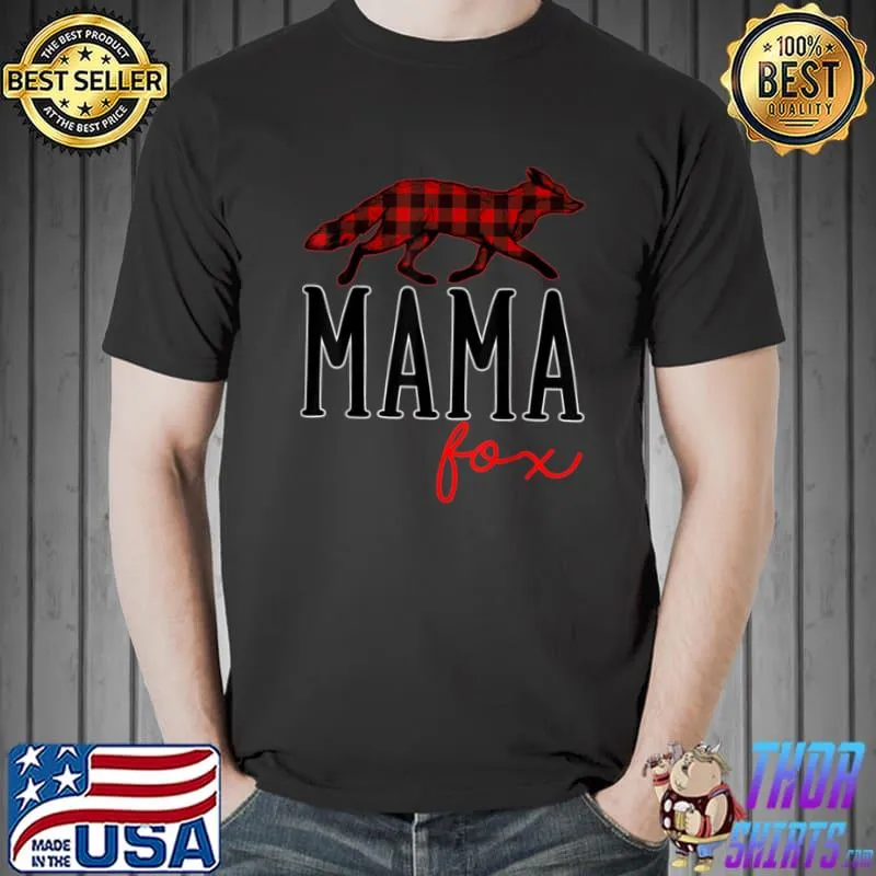 Nice Mama Buffalo Plaid Fox Matching Family Christmas Pajama T Shirt Unisex