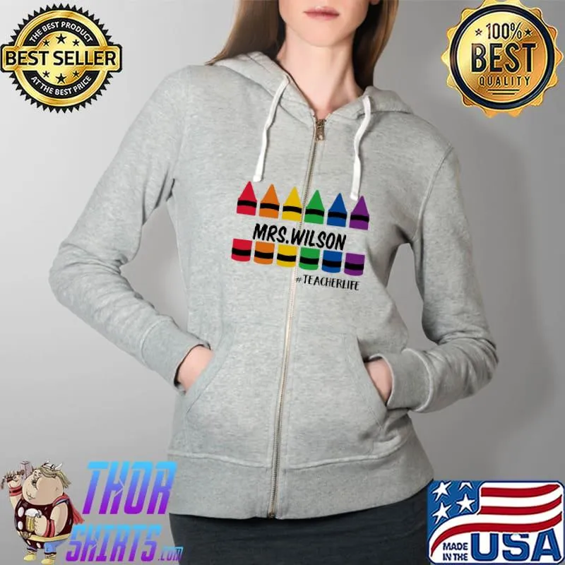 Nice Mrs wilson teacherlife colors pen Full Zip Hooded