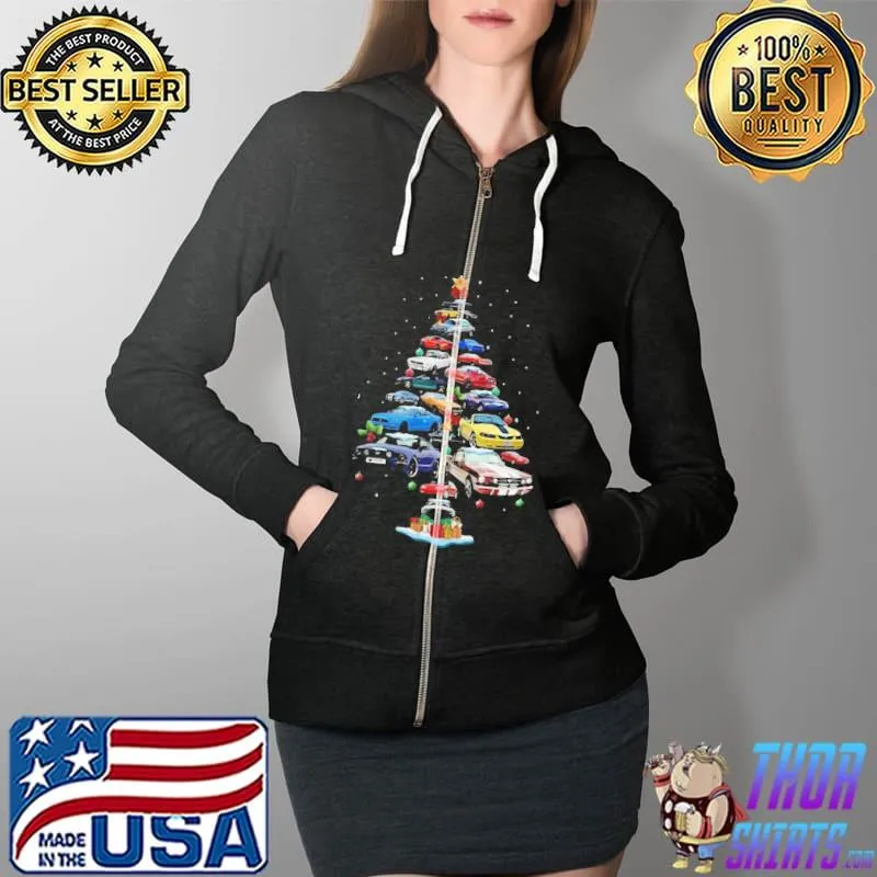 Nice Mustang Car Christmas Tree Shirt Full Zip Hooded