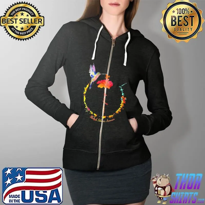 Nice Never give up multiple sclerosis awareness bird flower watercolor Full Zip Hooded