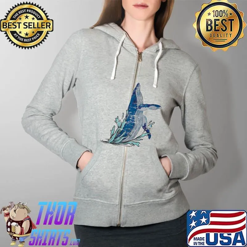 Nice ocean Mammal Whale Lover Animal Breaching Humpback Whale T-Shirt Full Zip Hooded