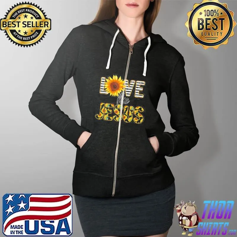 Nice Official Sunflower Love Like Jesus Shirt Full Zip Hooded