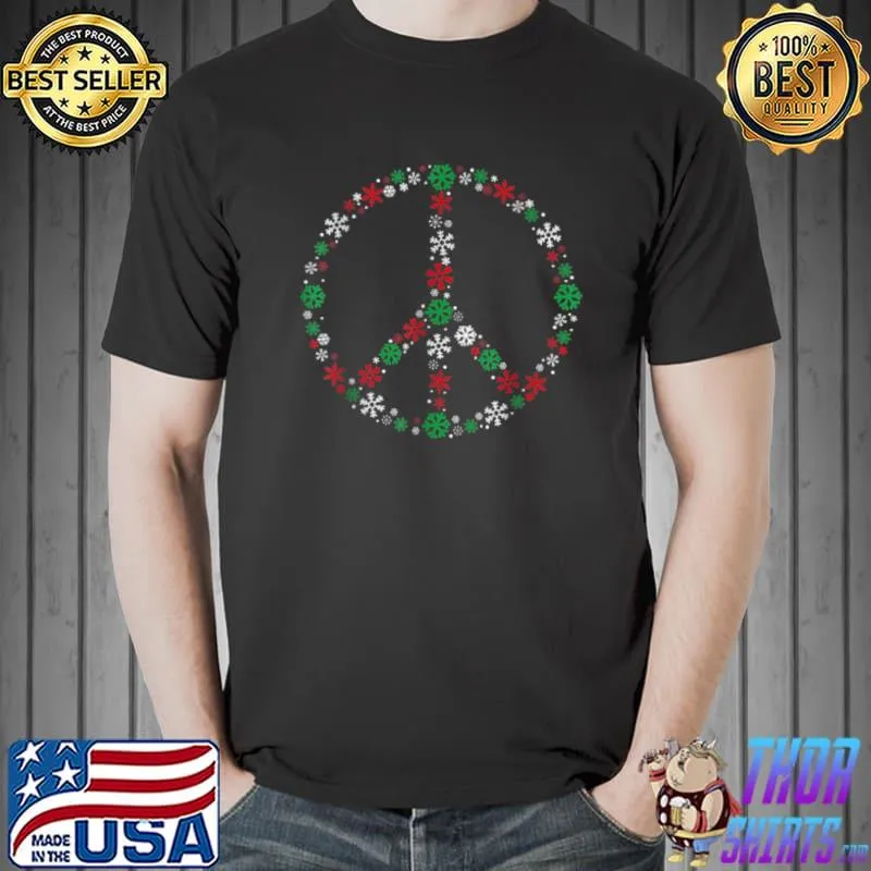 Nice Peace Sign Snowflakes Christmas Decor Funny Holiday Xmas T Shirt Unisex