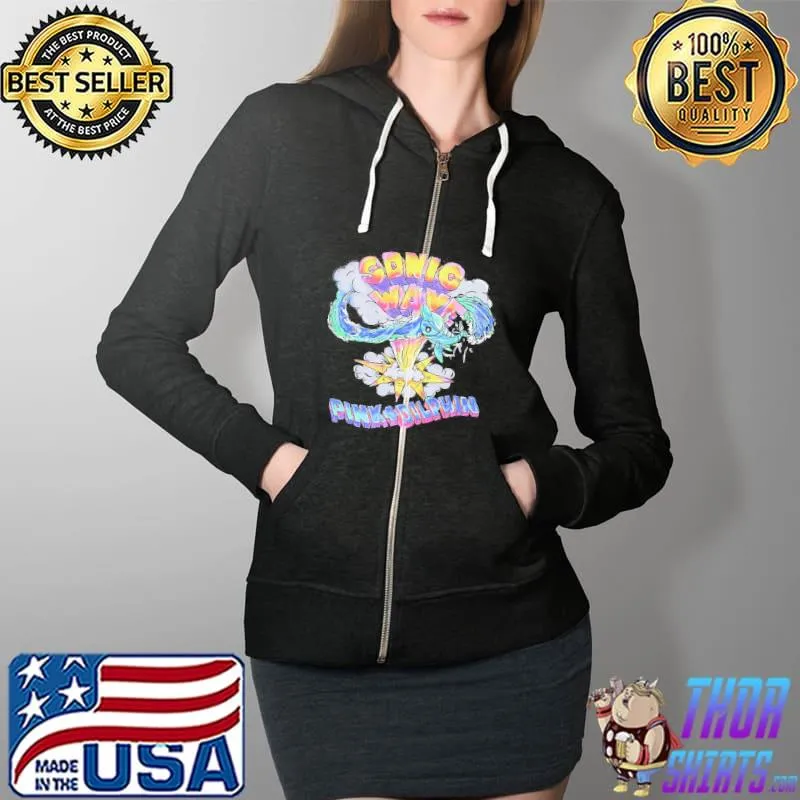 Nice Pink Dolphin Sonic Wave Black Vintage Shirt Full Zip Hooded