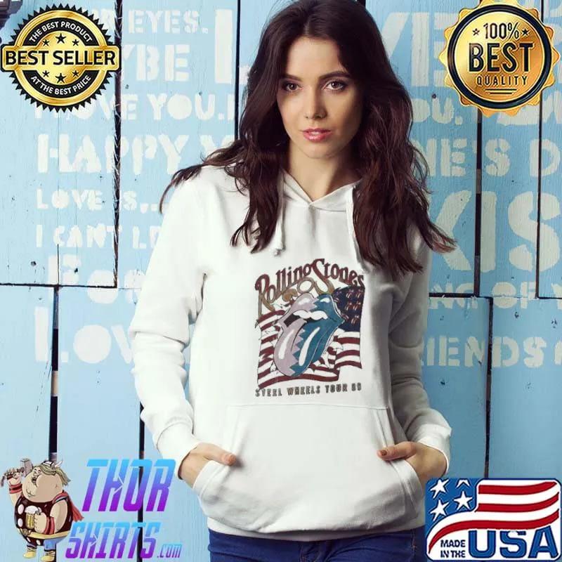 Nice rolling Stones Steel Wheels Tour American Flag Shirt Hoodie