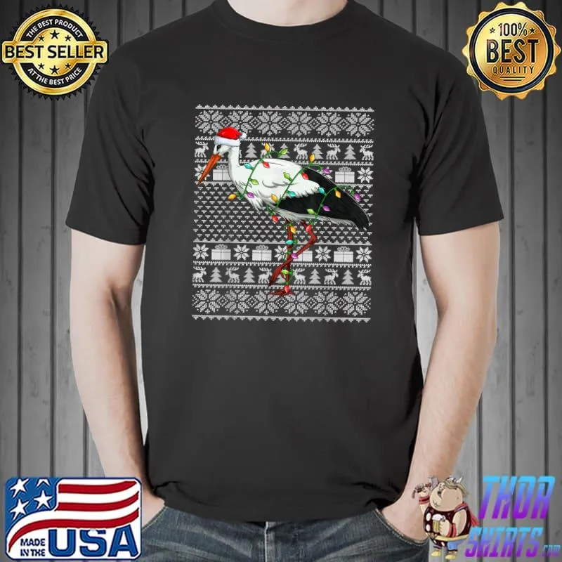 Nice Stork Bird Lover Santa Hat Ugly Stork Christmas T-Shirt Unisex