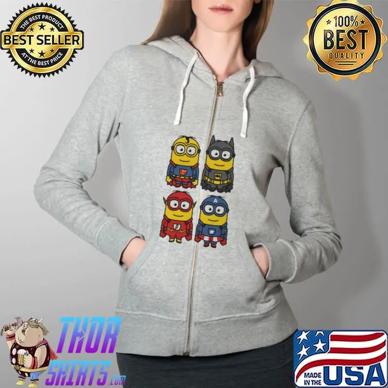 Nice Superhero Minions Tv Dc Batman Marvel Movie Shirt Full Zip Hooded