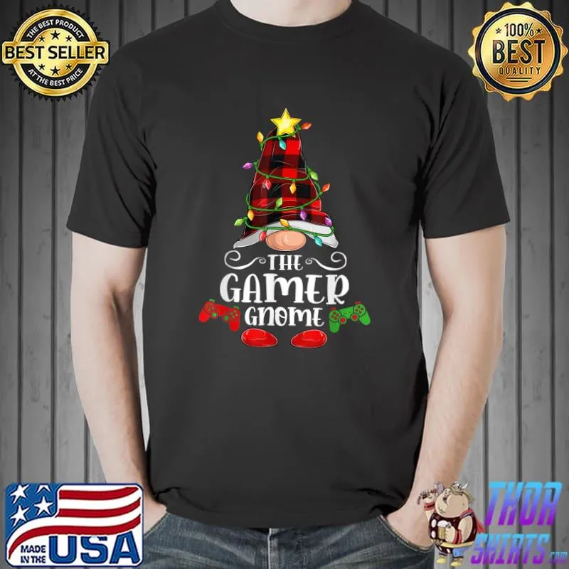 Nice The Gamer Gnome - Matching Family Group Christmas Pajama T-Shirt