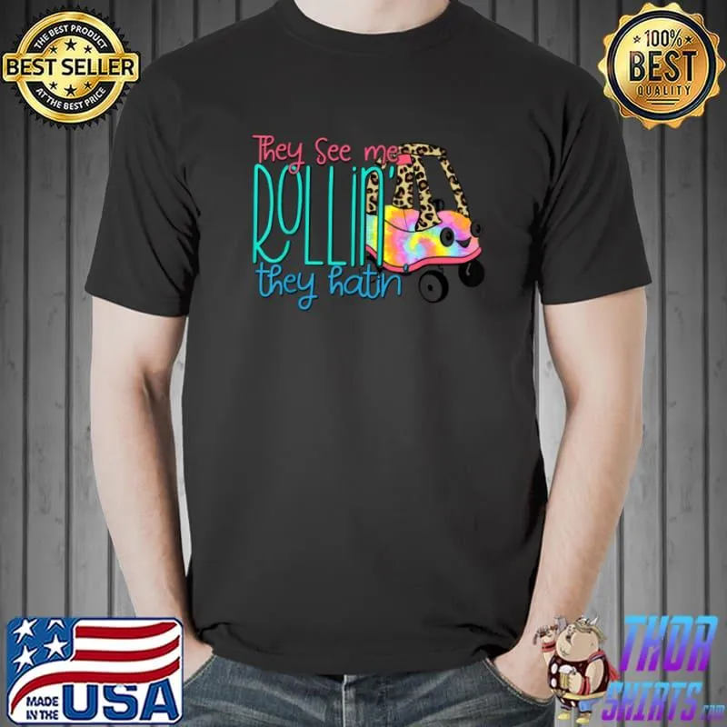 Nice They See Me Rollin Children’s Car Cute Leopard Tie Dye Pink T Shirt Unisex