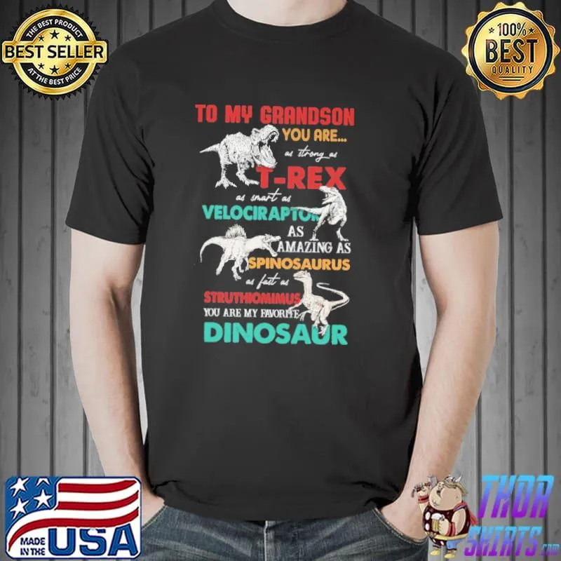 Nice To my grandson you are as strong as T-rex as smart as Velociraptor as amazing as spinosaurus you are my favorite dinosaur Unisex