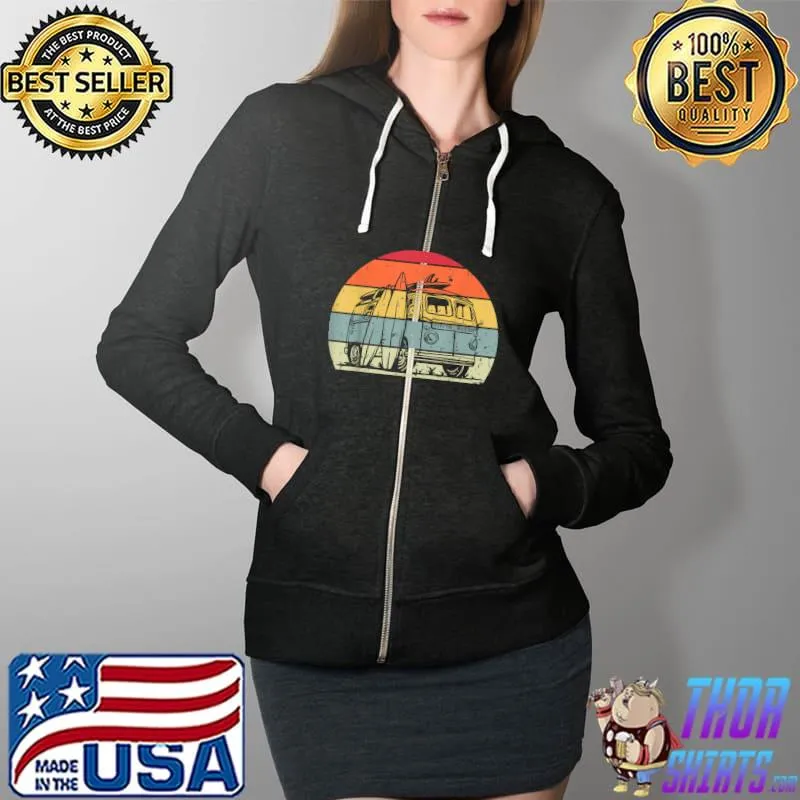 Nice vintage Car Retro Beach Car Silhouette Automotive Lover 80s T-Shirt Full Zip Hooded