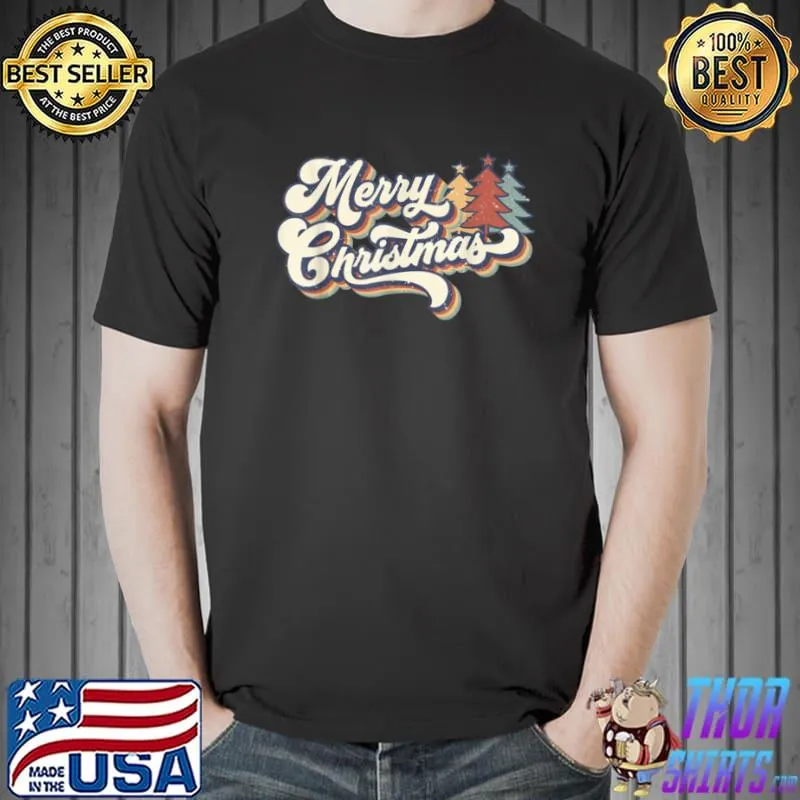 Nice Vintage Retro 70s Merry Christmas T Shirt