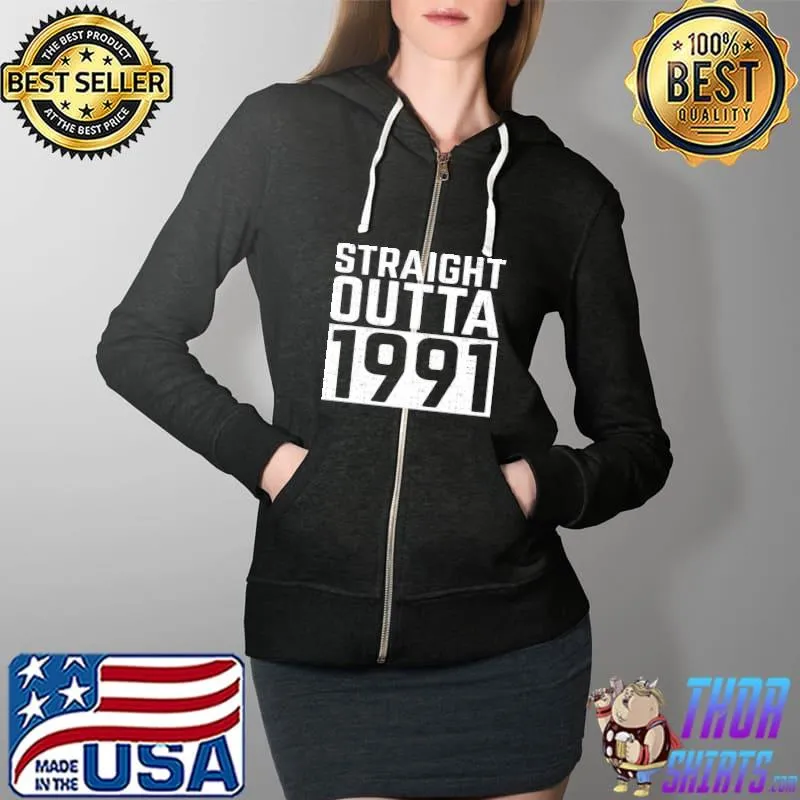 Nice vintage straight outta 1991 30th birthday 30 years old T- Full Zip Hooded
