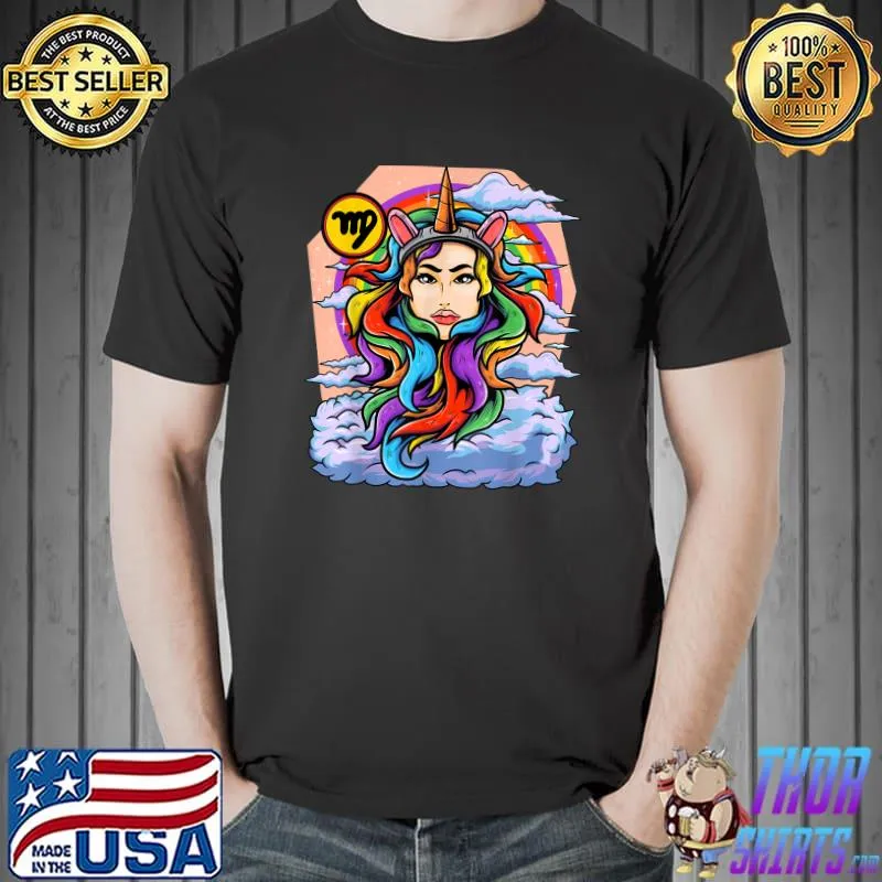 Nice Virgo Unicorn Zodiac SIgn August September Birthday T-Shirt Unisex