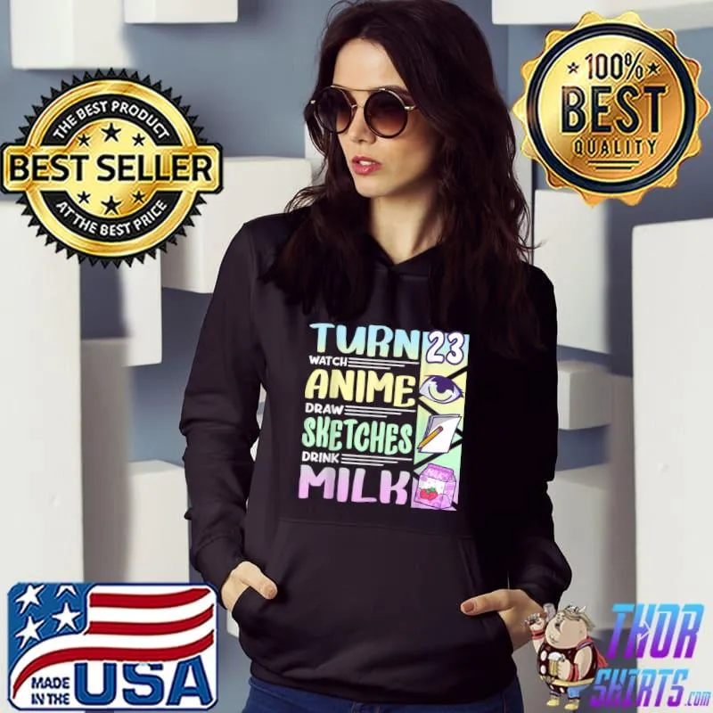 Official 23rd Birthday I Kawaii Sketching Strawberry Drink Milk Anime T Shirt