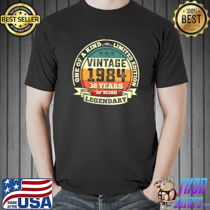Official 38th Birthday Vintage Gift Retro Legendary 1984 38 Years Old T- Unisex