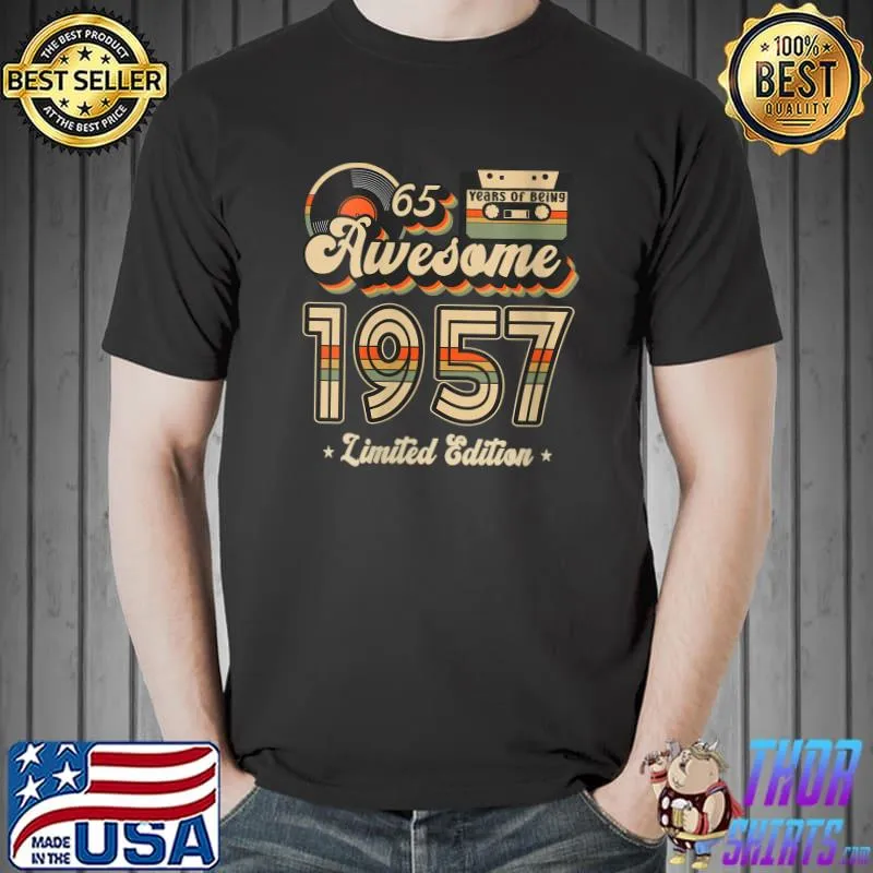 Official 65 Year Old Retro 65th Birthday Gift Best of 1957 Cassette T-Shirt Unisex