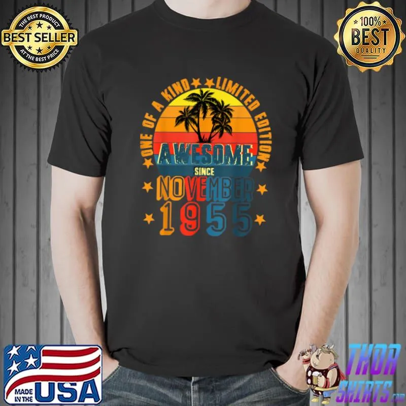 Official Awesome Since November 1955 Vintage 66th Birthday T Shirt Unisex