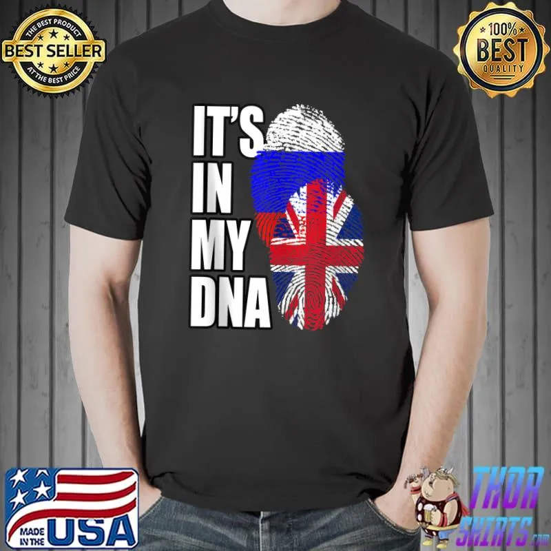 Official british And Russian Mix DNA Flag Heritage T-s Unisex
