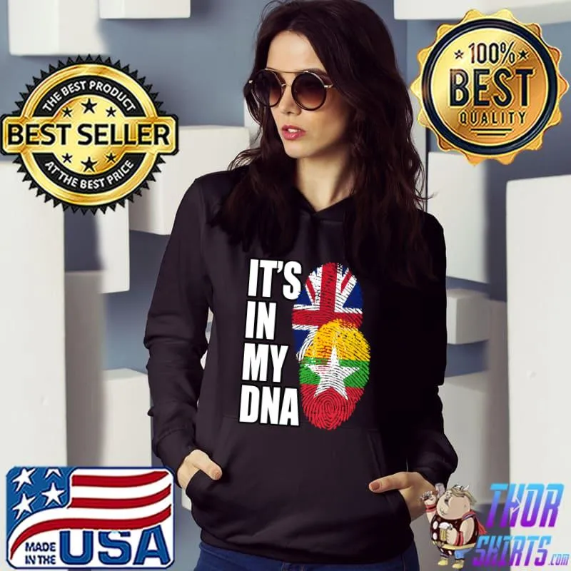Official burmese And British Mix DNA Flag Heritage T-Shirt