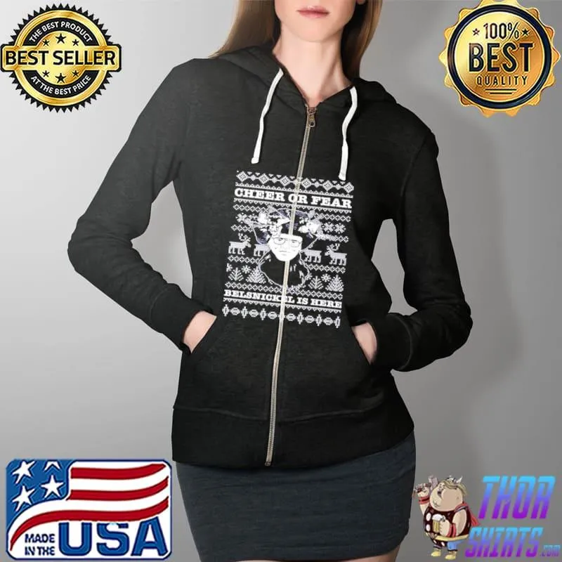 Official Cheer Or Fear Belsnickel Is Here Ugly Christmas Full Zip Hooded