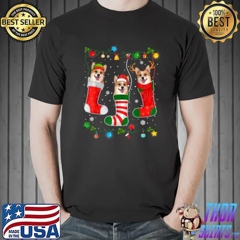 Official Christmas Pajama Lights Corgi Dog Puppy Lover T Shirt Unisex