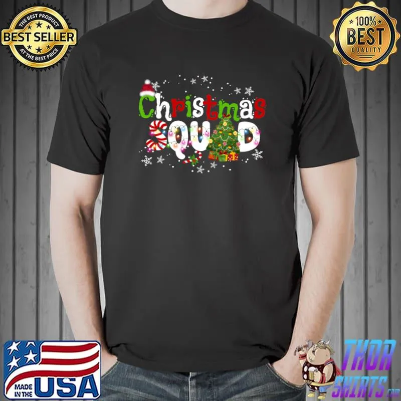 Official christmas Squad Funny Xmas Tree Lights Gifts Family Matching T-Shirt Unisex